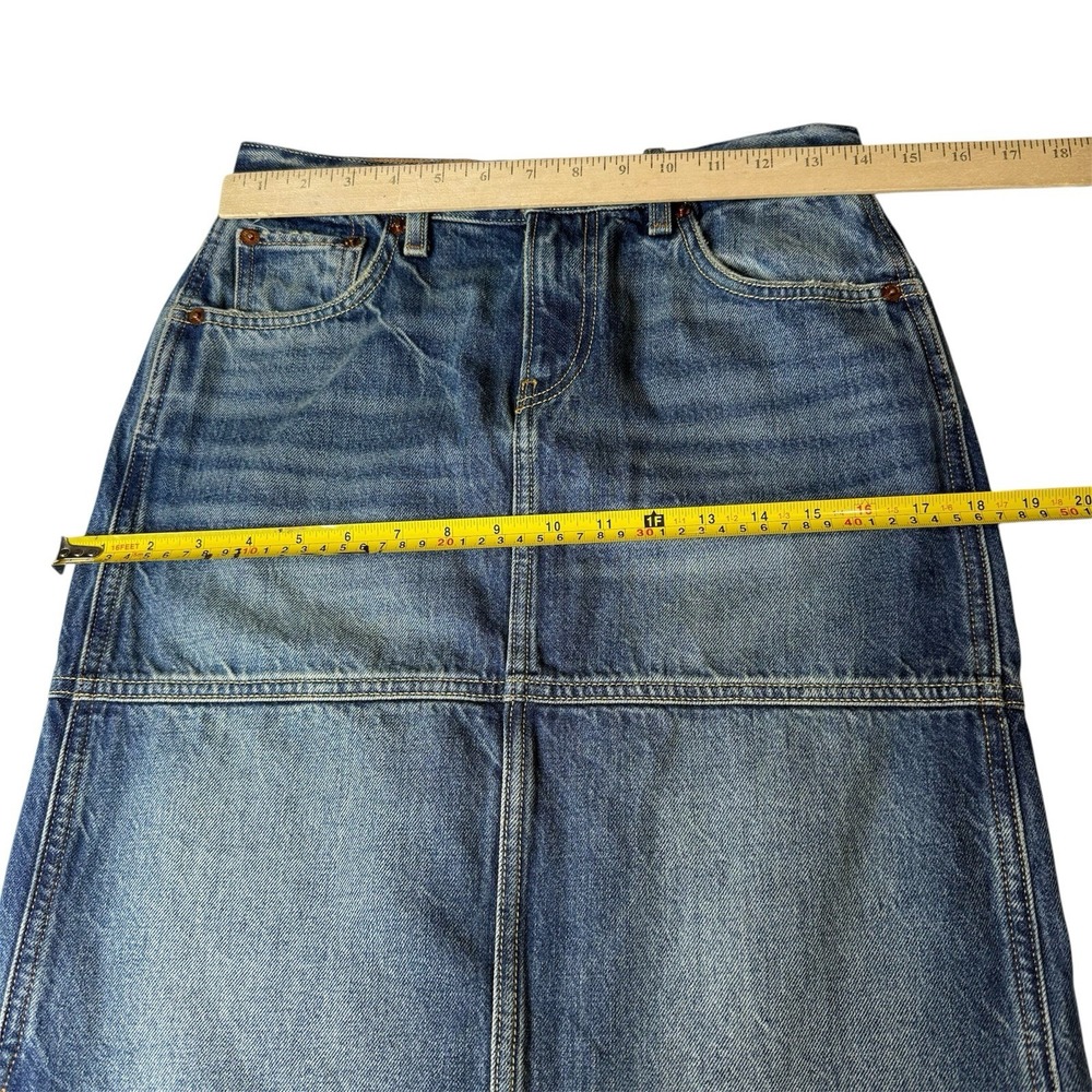 RE/DONE Mid Rise Split Jean Maxi Skirt Women's 23 Herbal Tint Frayed Hem - Picture 12 of 16